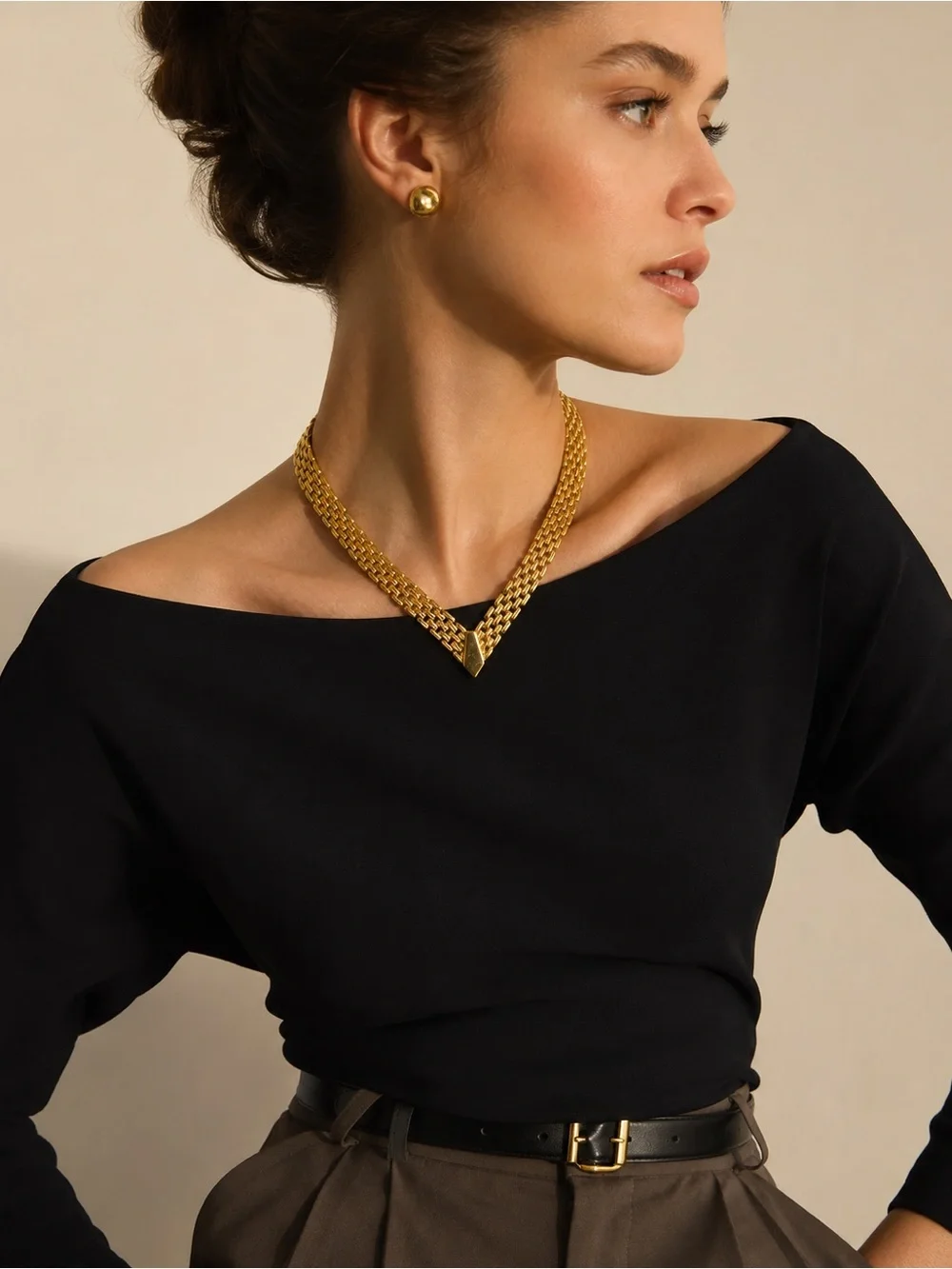 Vintage Napier Gold Tone Collar Necklace Statement Chain